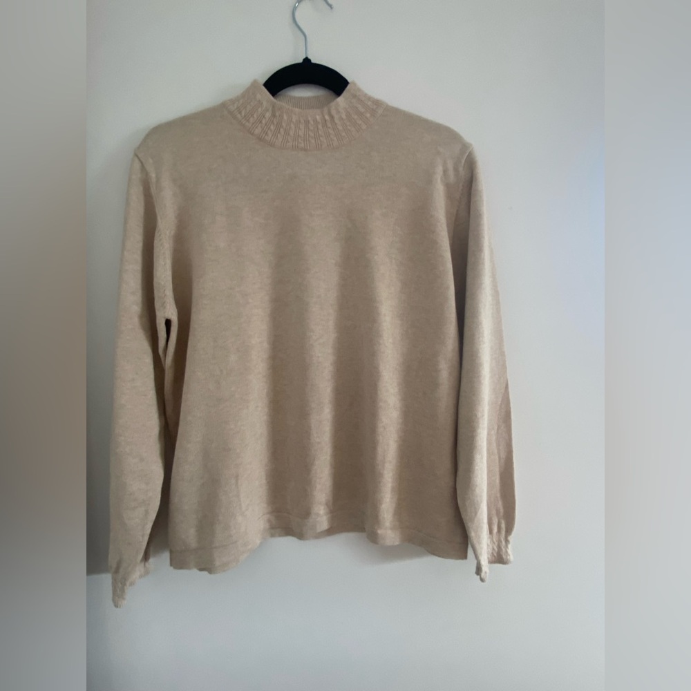 Lindor Petite Women's Cream Mock Neck Sweater Size Large